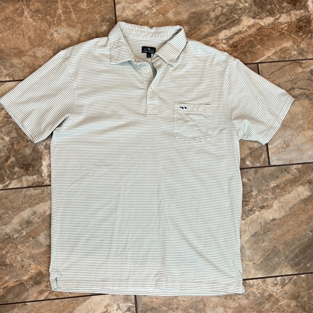 Men’s Green Striped Fish Hippie Polo
